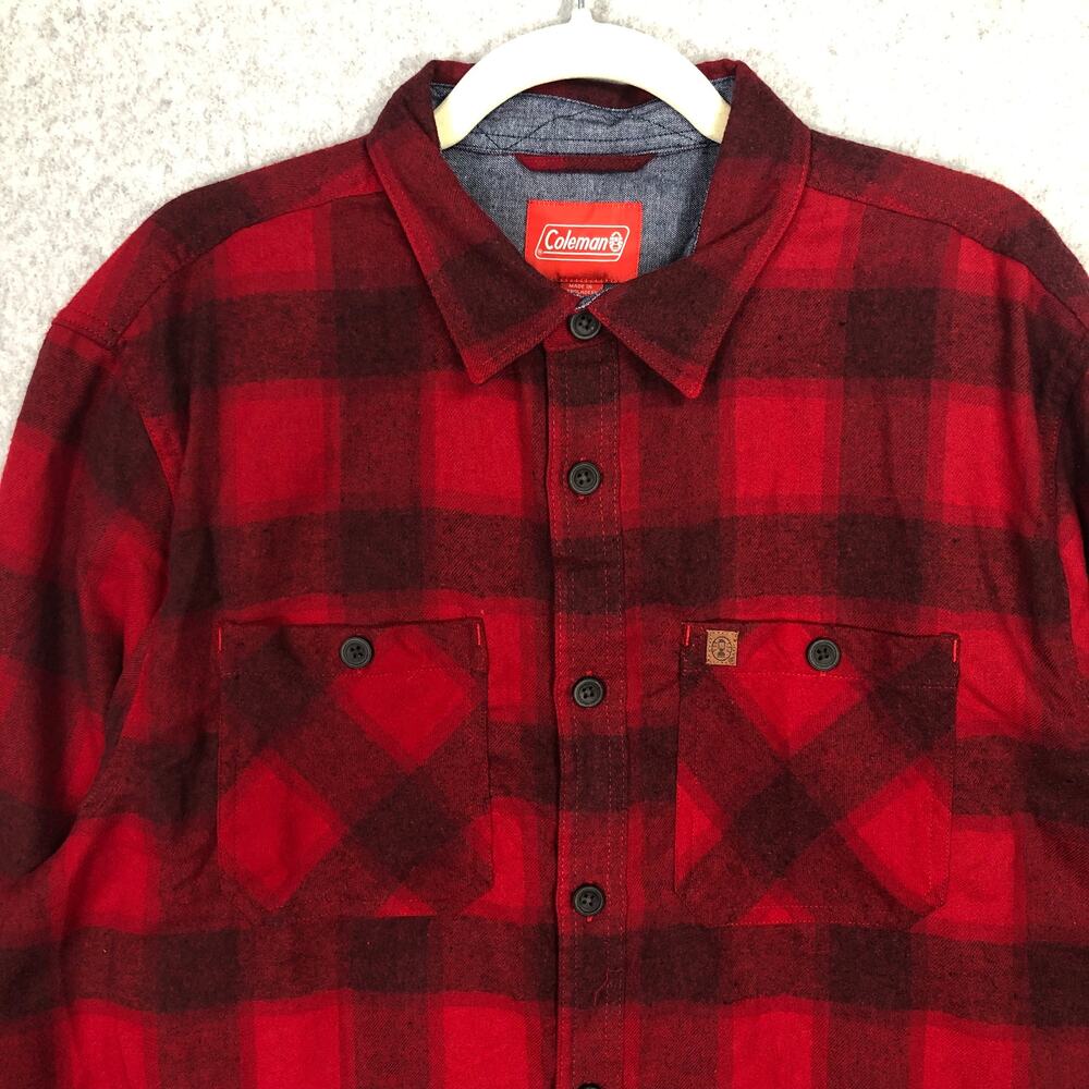 NEW Coleman Flannel Shirt Mens XL Red Buffalo Plaid Cotton Grunge Workwear GORP